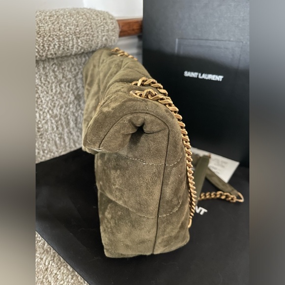 Yves Saint Laurent Toy Puffer Handbag Loden Green Suede BRAND NEW with Box - Picture 3 of 14